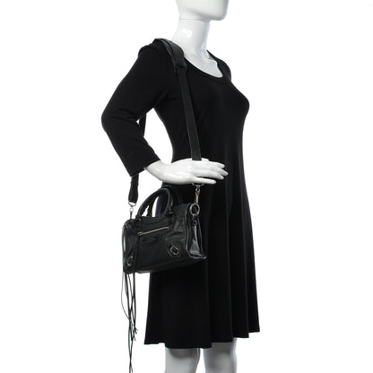 Balenciaga Matte Goatskin Rubber Covered Classic Hardware Mini City Black 2 of 11