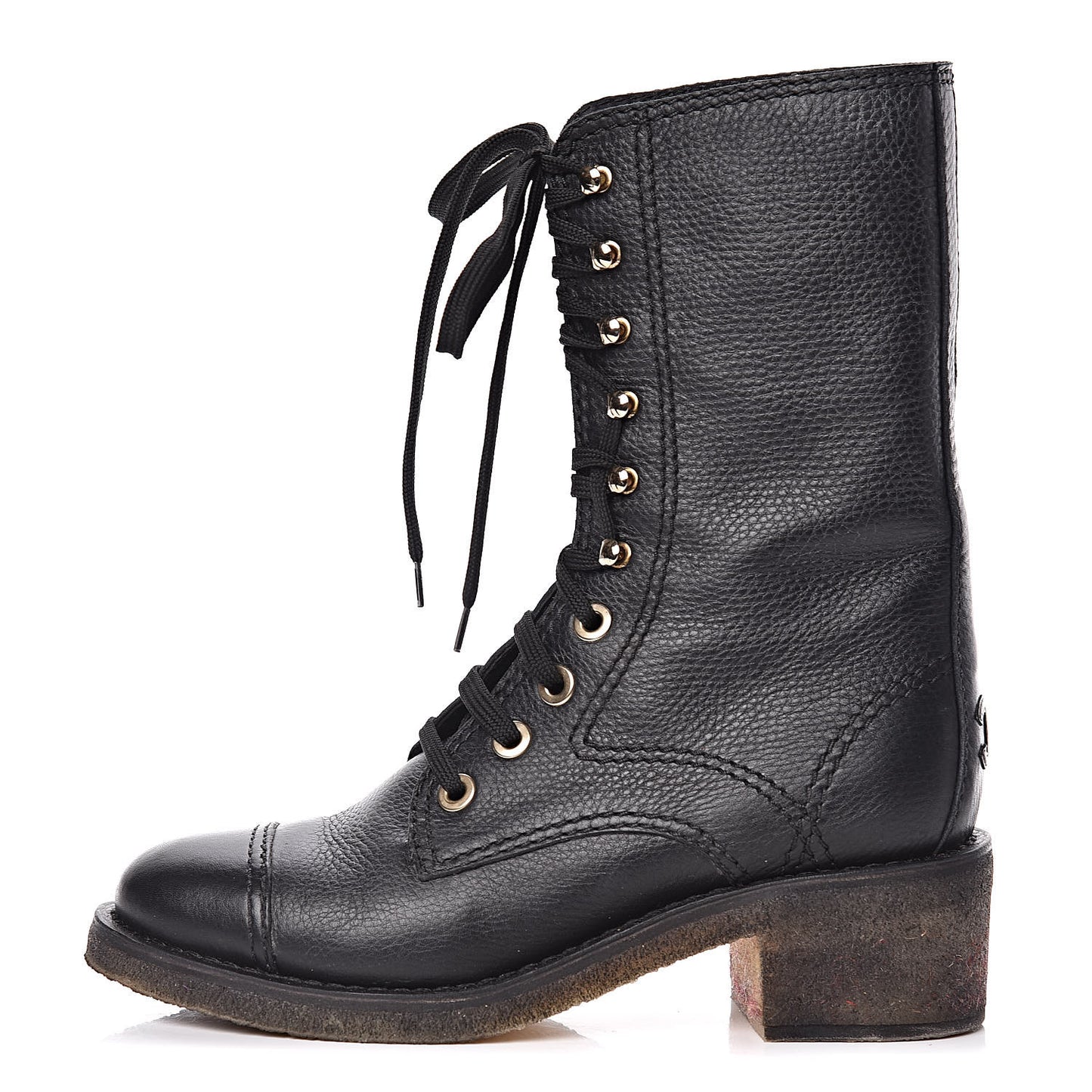 Calfskin CC Combat Boots 38.5 Black