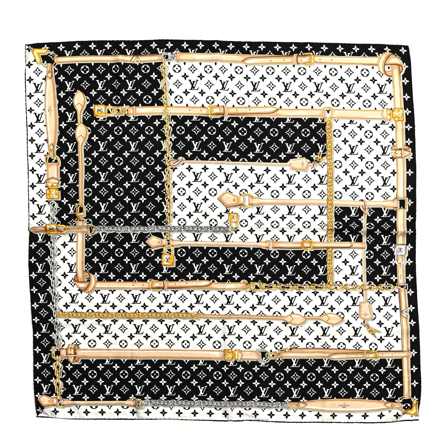 Silk Monogram Confidential Square Scarf Black
