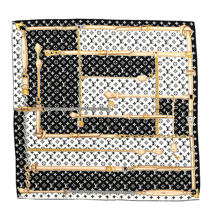 Louis Vuitton Silk Monogram Confidential Square Scarf Black 2 of 8