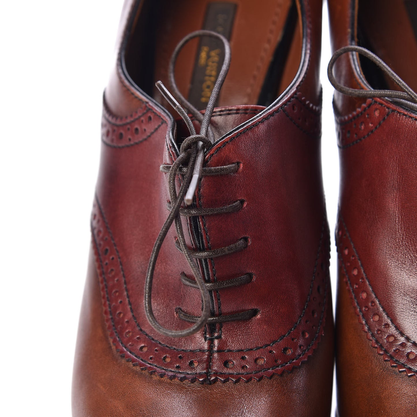 LOUIS VUITTON Calfskin Nadja Lace Up Pumps 38 Brown