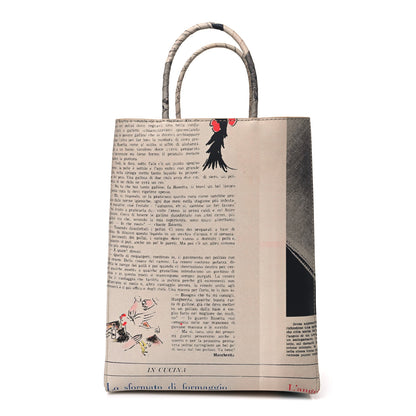 Bottega Veneta Newspaper Print Small Shopper Tote Beige Multicolor 1 of 9