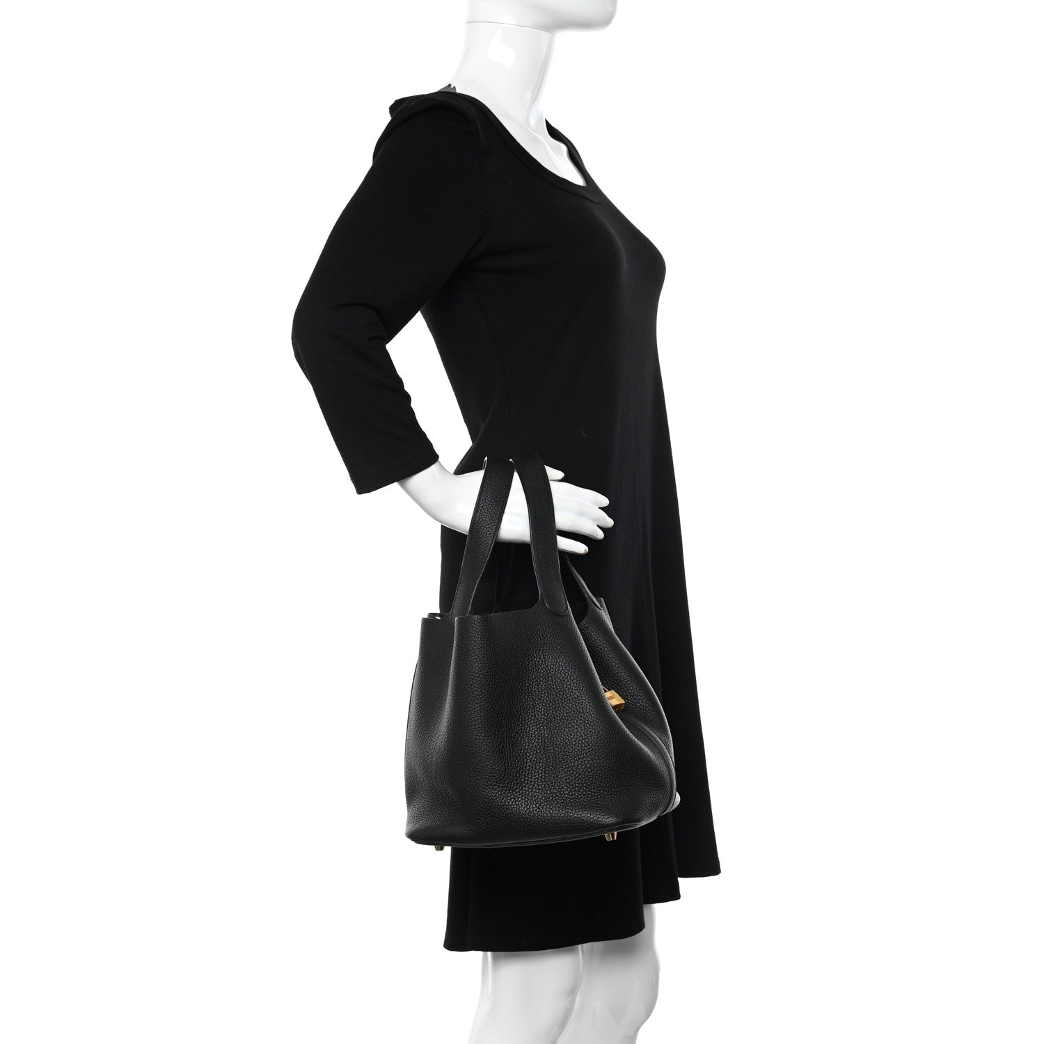 Hermes Taurillon Clemence Picotin Lock 22 MM Black 2 of 10