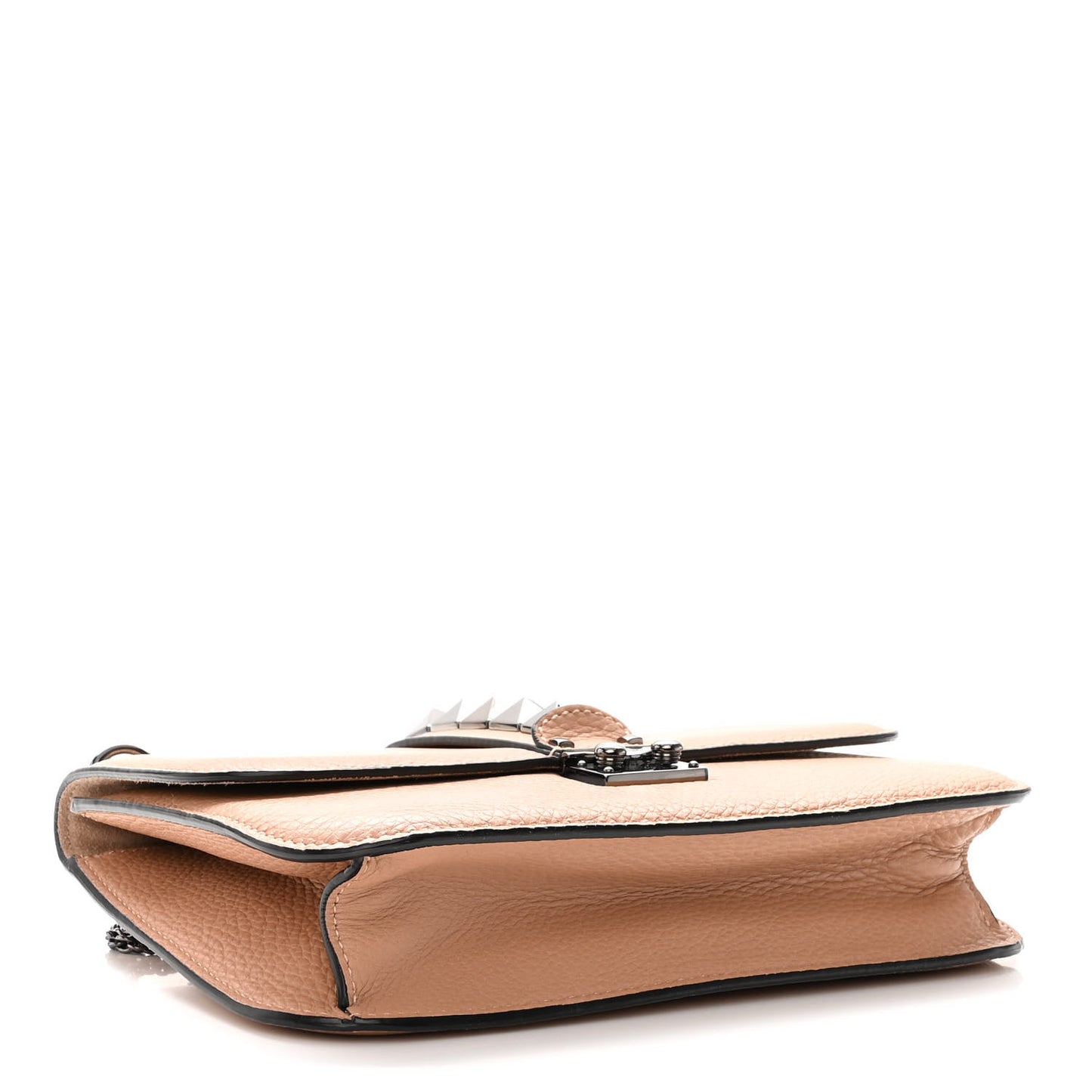 Pebbled Calfskin Medium Glam Lock Rockstud Flap Soft Noisette