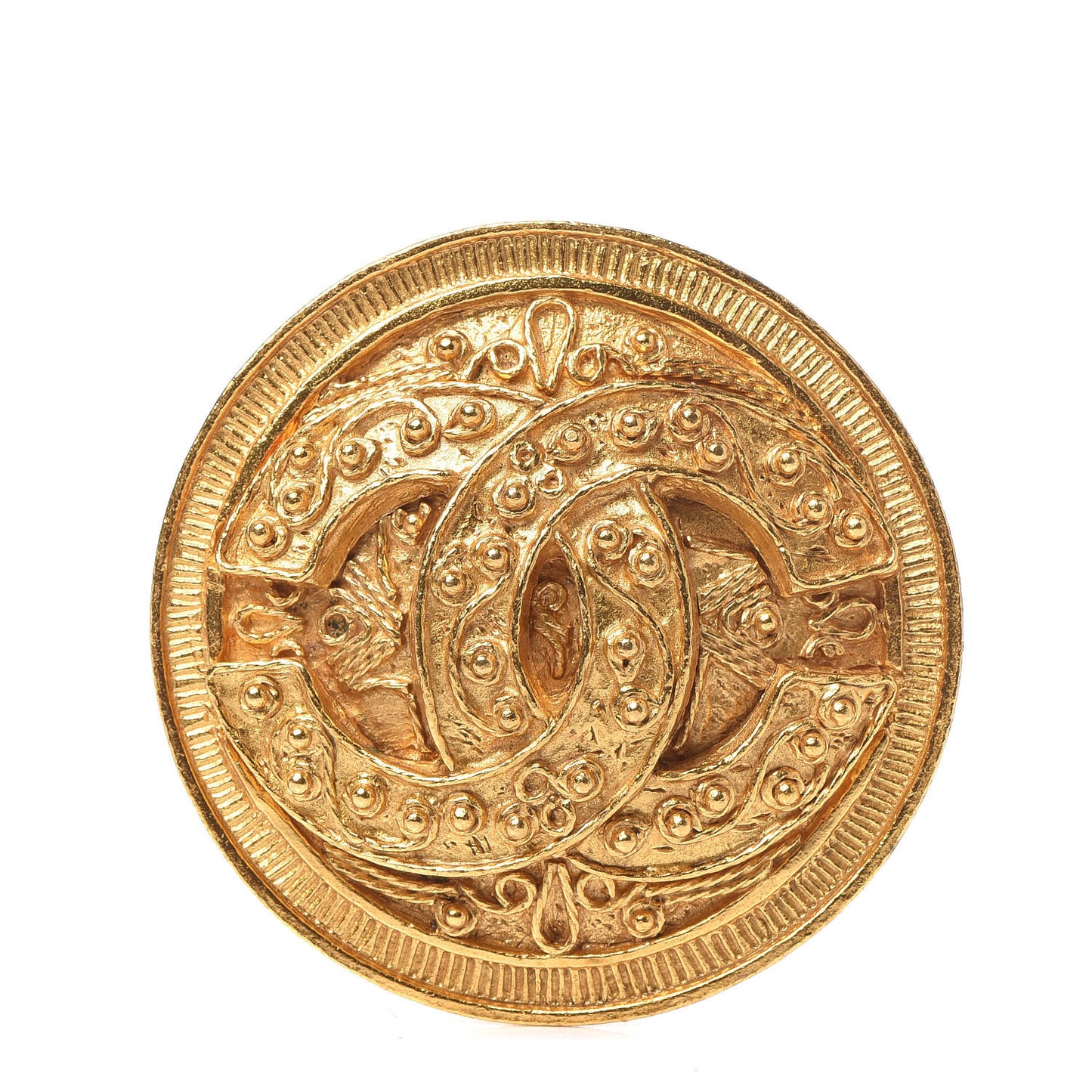 Medallion CC Brooch Gold