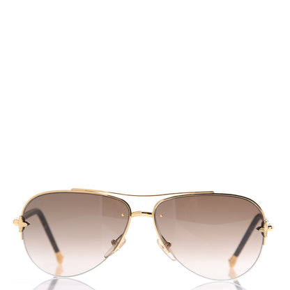 Louis Vuitton Monogram Petite Viola Pilote Aviator Sunglasses Z0571U Brown 3 of 7