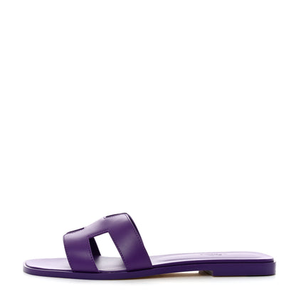 Hermes Calfskin Oran Sandals 40.5 Violet Majorette 1 of 9