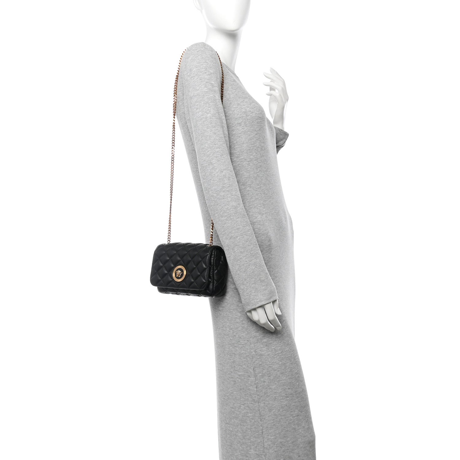 Versace Nappa Quilted Small Medusa Chain Crossbody Black 2 of 10