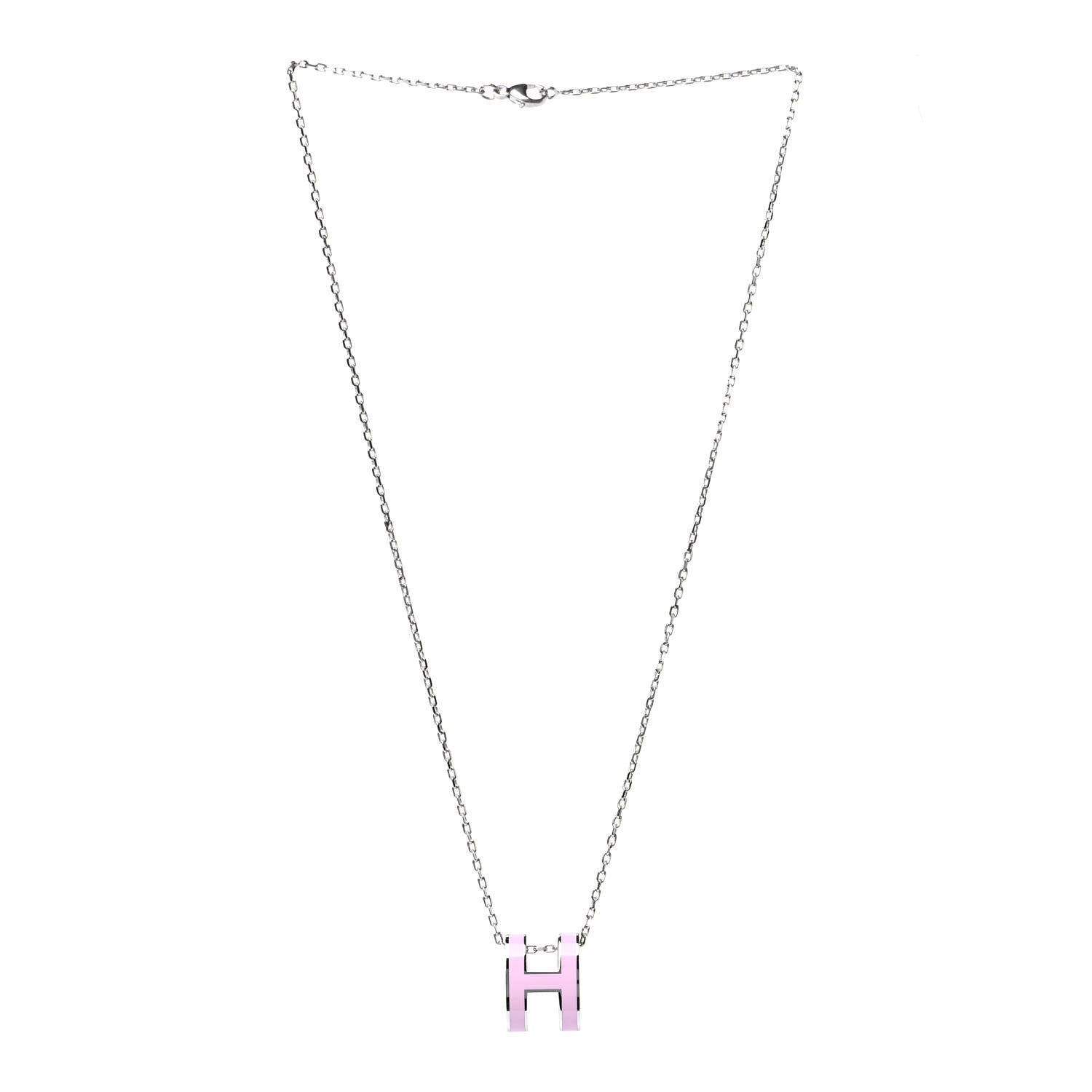 Hermes Palladium Mini Pop H Pendant Necklace Rose Dragee 2 of 4