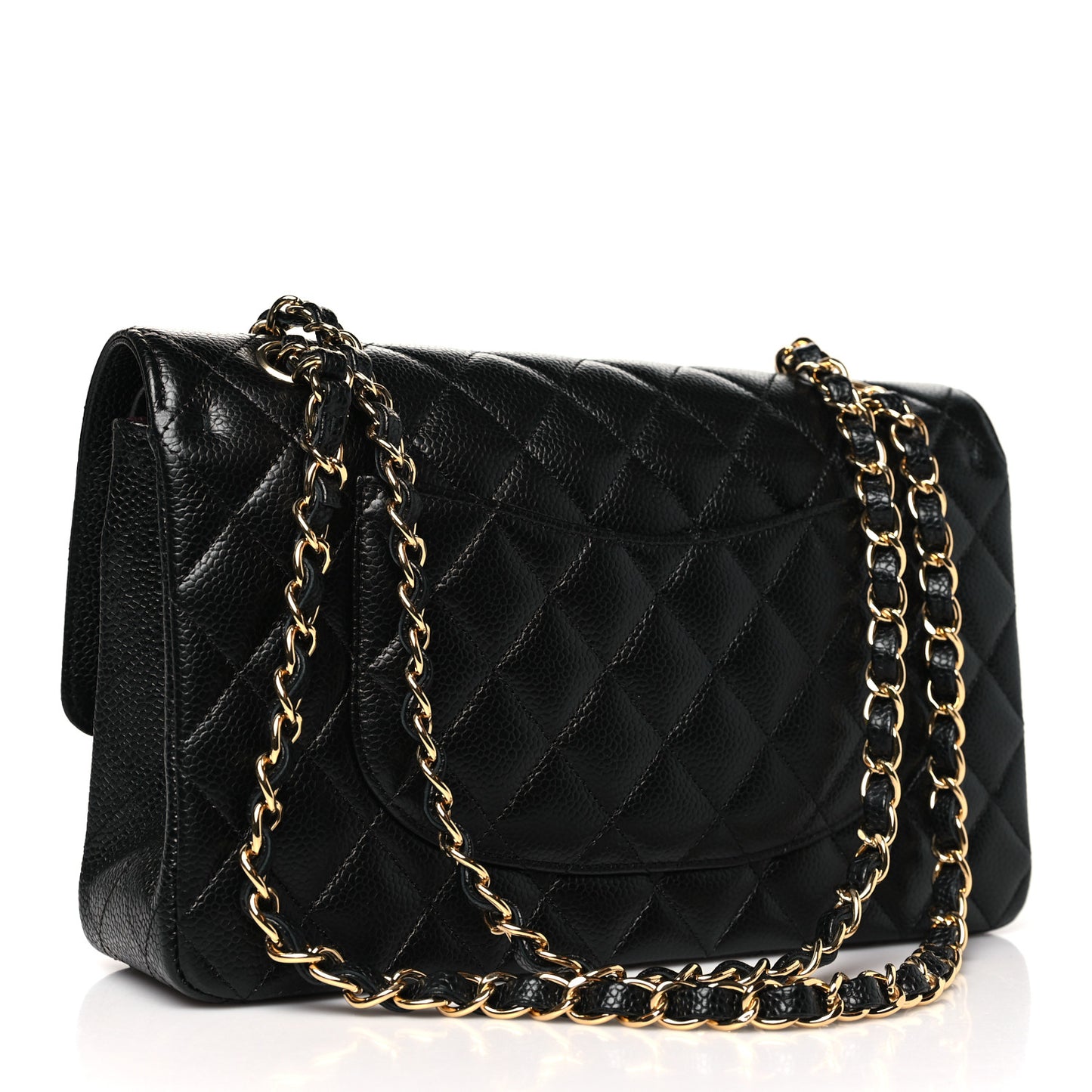Caviar Quilted Medium Double Flap Black