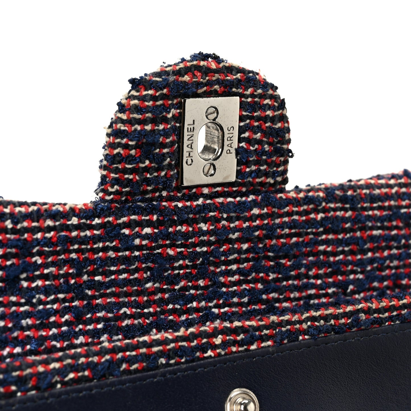 Sequin Tweed Medium Double Flap Red White Blue
