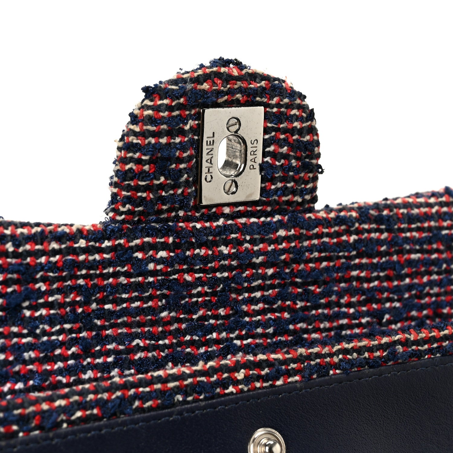 Chanel Sequin Tweed Medium Double Flap Red White Blue 7 of 11