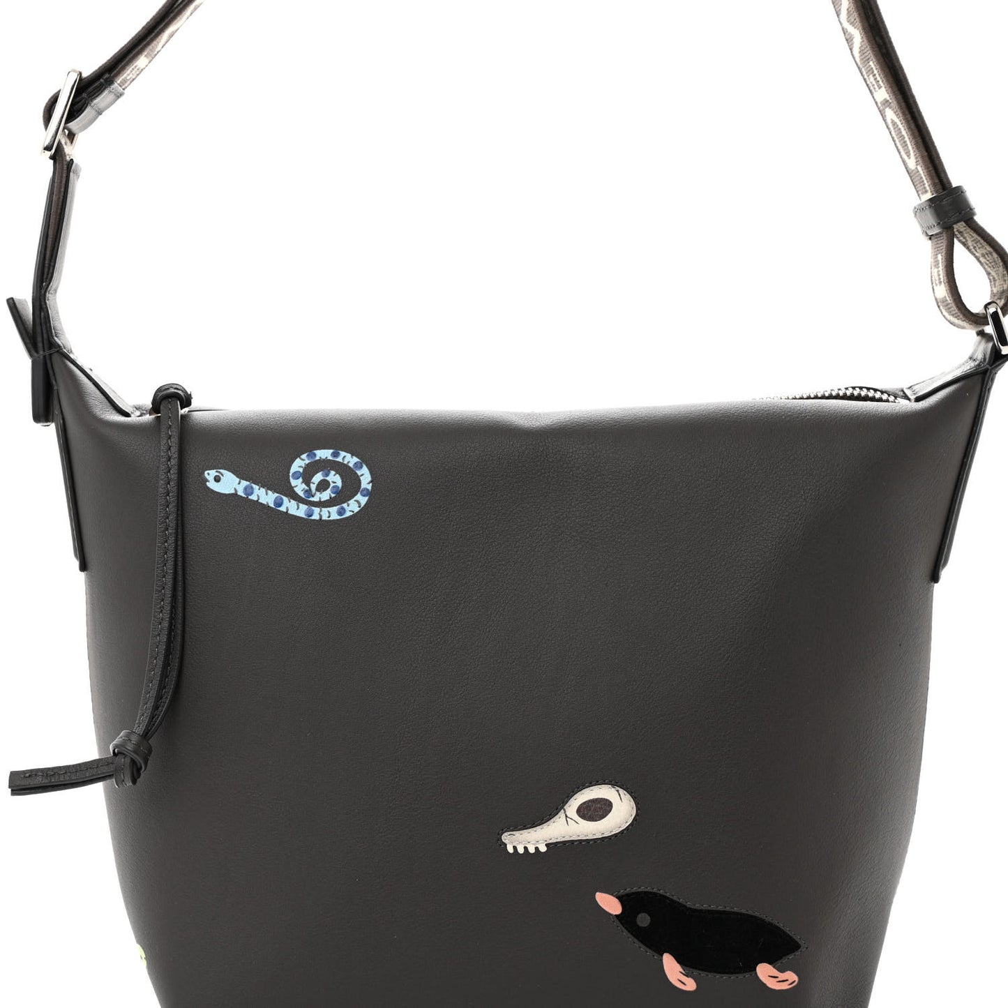 X Suna Fujita Calfskin Small Mandragora Cubi Crossbody Anthracite