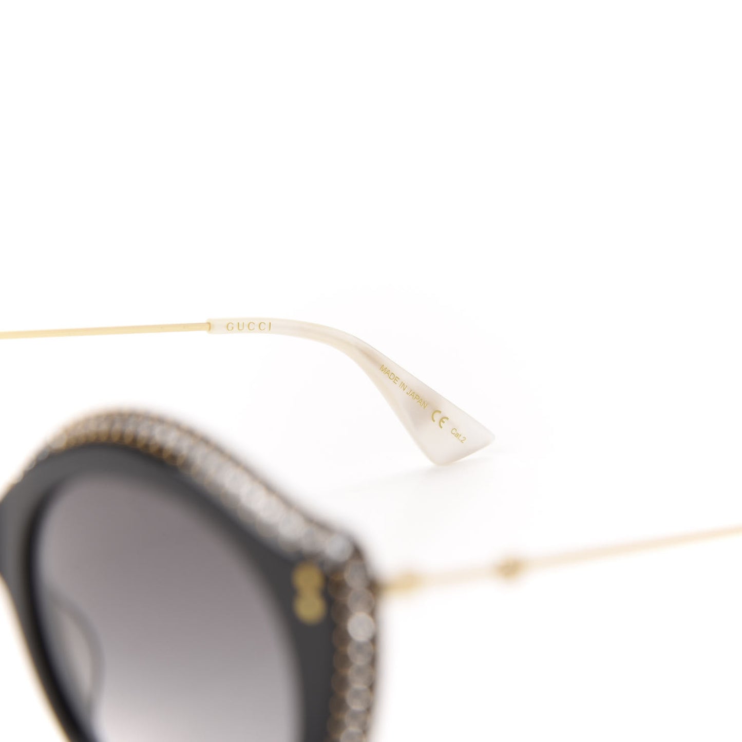 Metal Crystal Cat Eye Sunglasses GG0214S Sunglasses Black