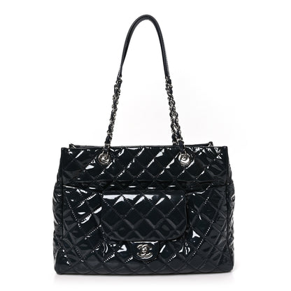 Chanel Patent Quilted Large Coco Shine Shopping Tote Navy 1 of 10
