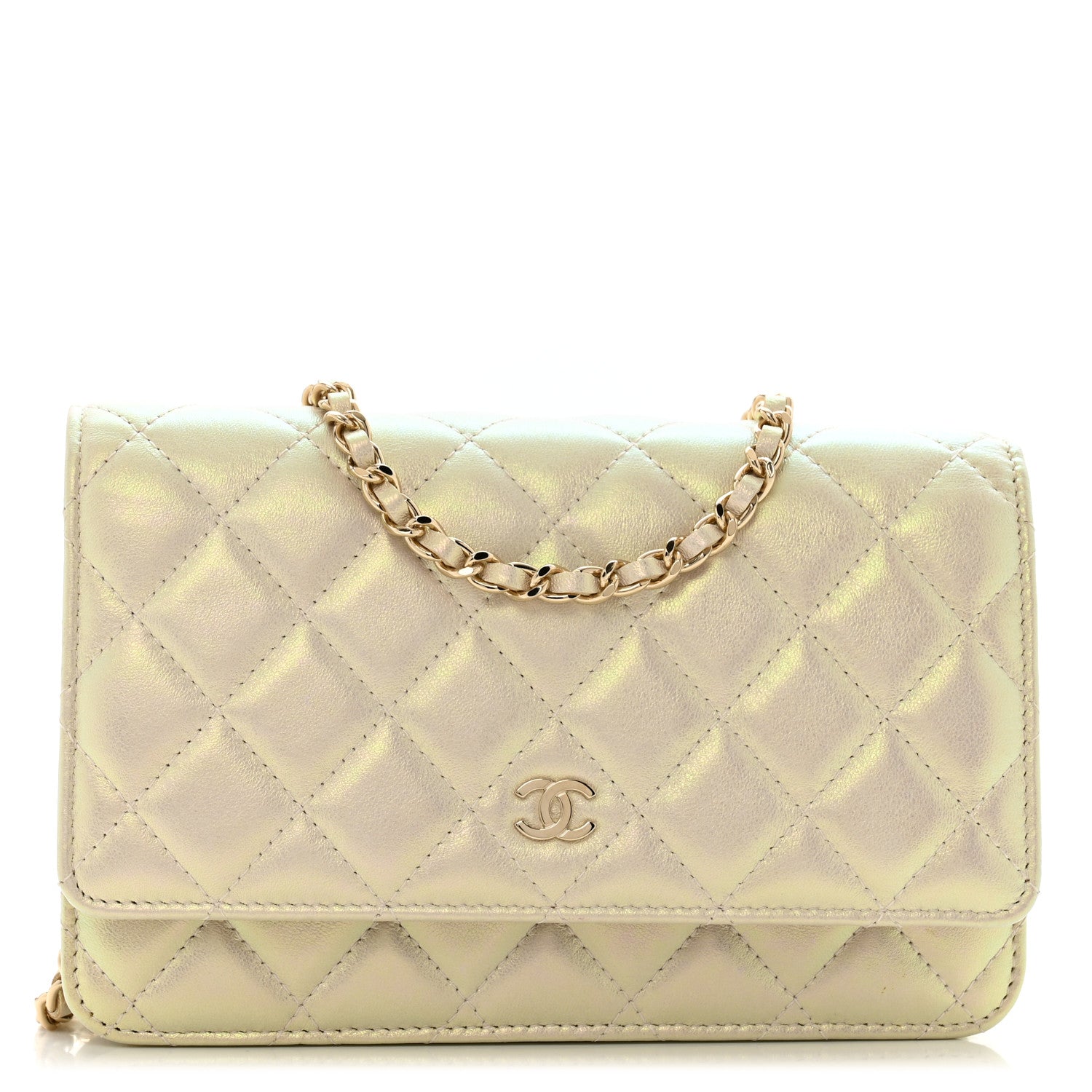 Chanel Iridescent Lambskin Quilted Wallet On Chain WOC Ivory 1 of 14
