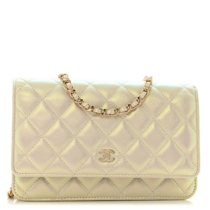 Chanel Iridescent Lambskin Quilted Wallet On Chain WOC Ivory 1 of 14