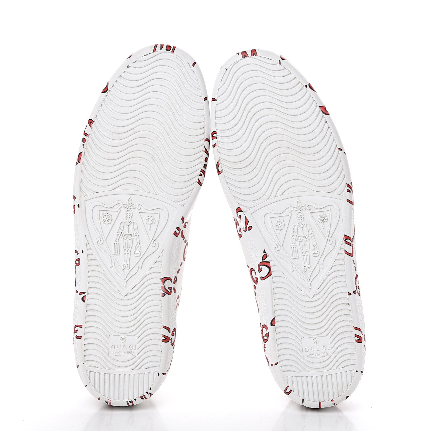 Gucci Calfskin GucciGhost Print Mens Ace Sneakers 10.5 White Hibiscus Red 5 of 7