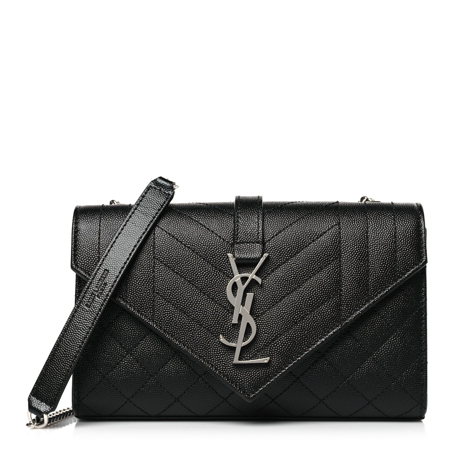Grain De Poudre Textured Mixed Matelasse Triquilt Small Monogram Satchel Black
