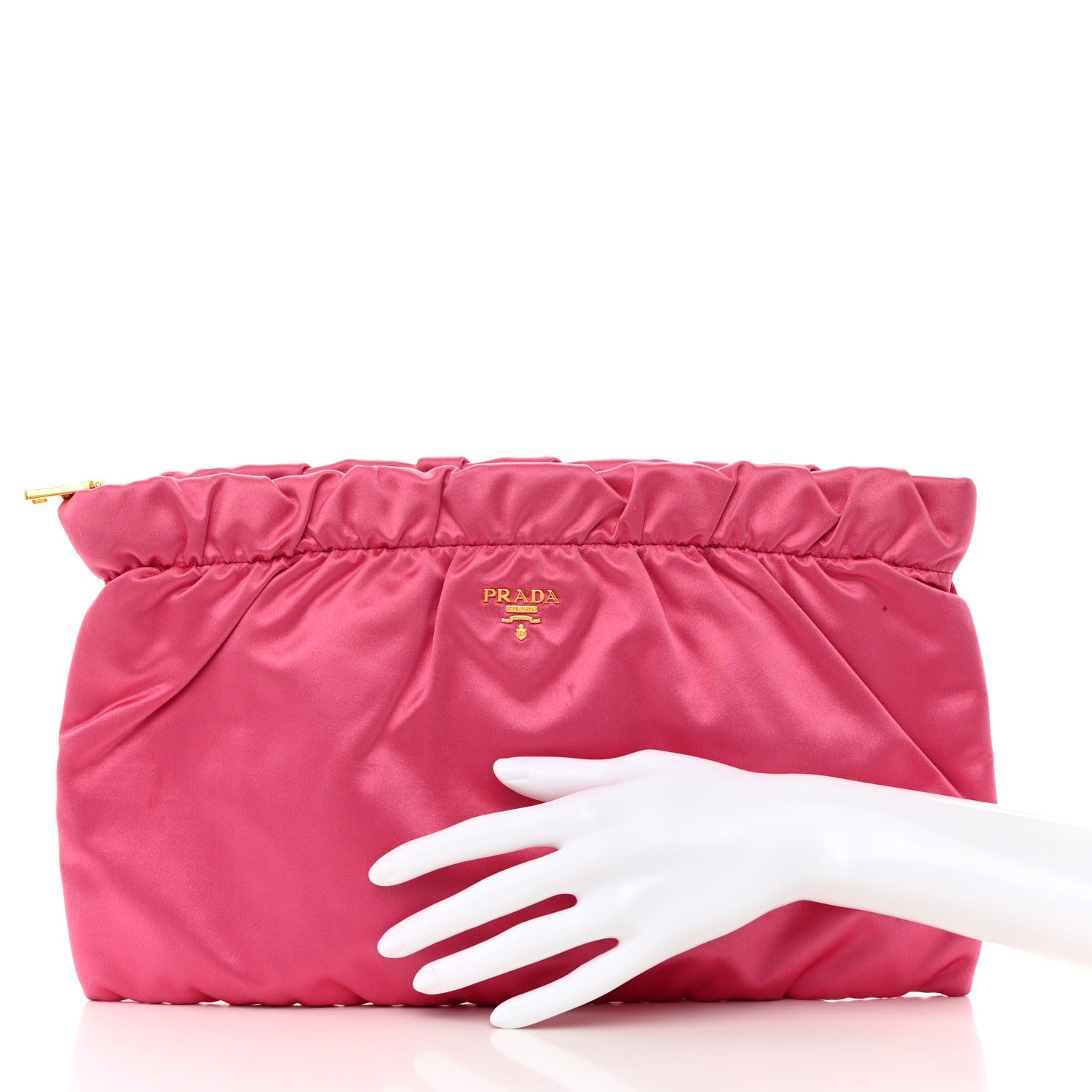 Prada Satin Raso Evening Clutch Fuxia 2 of 10