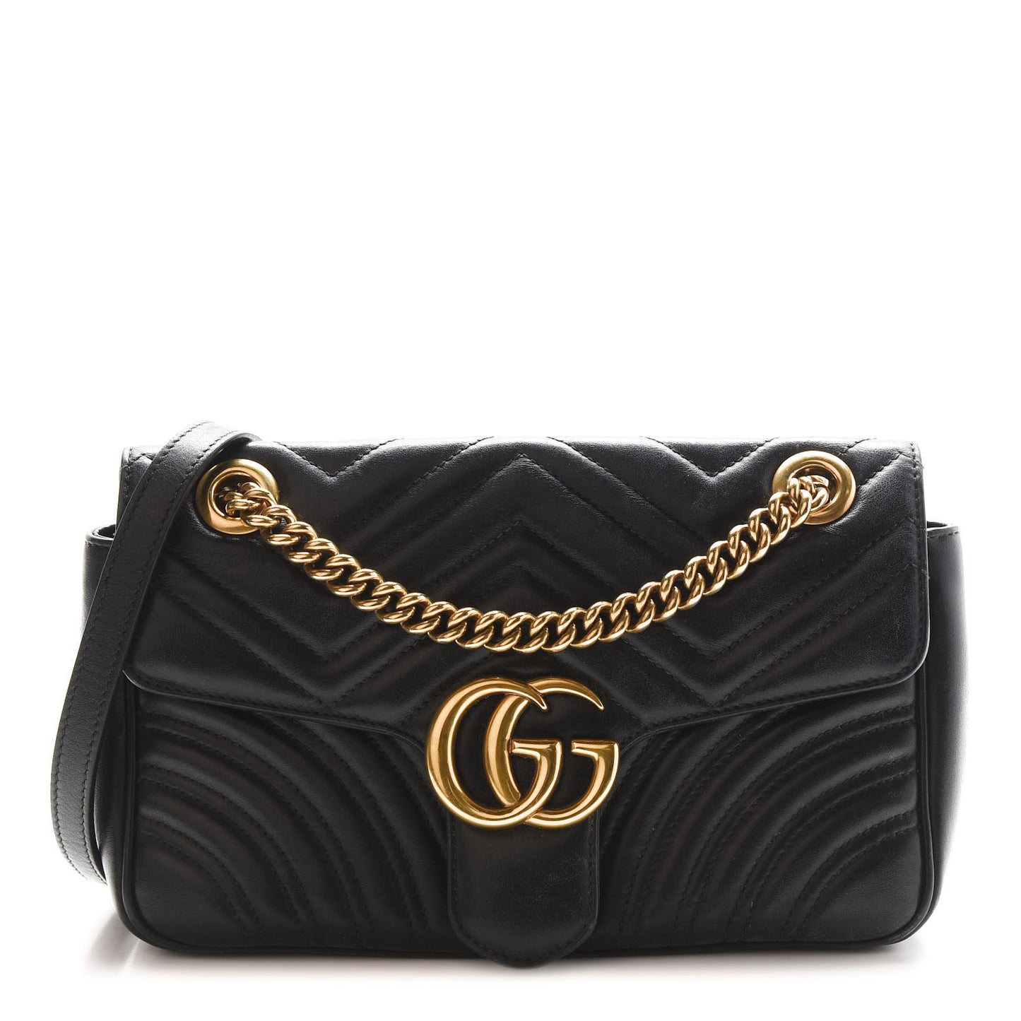 Calfskin Matelasse Small GG Marmont Shoulder Bag Black