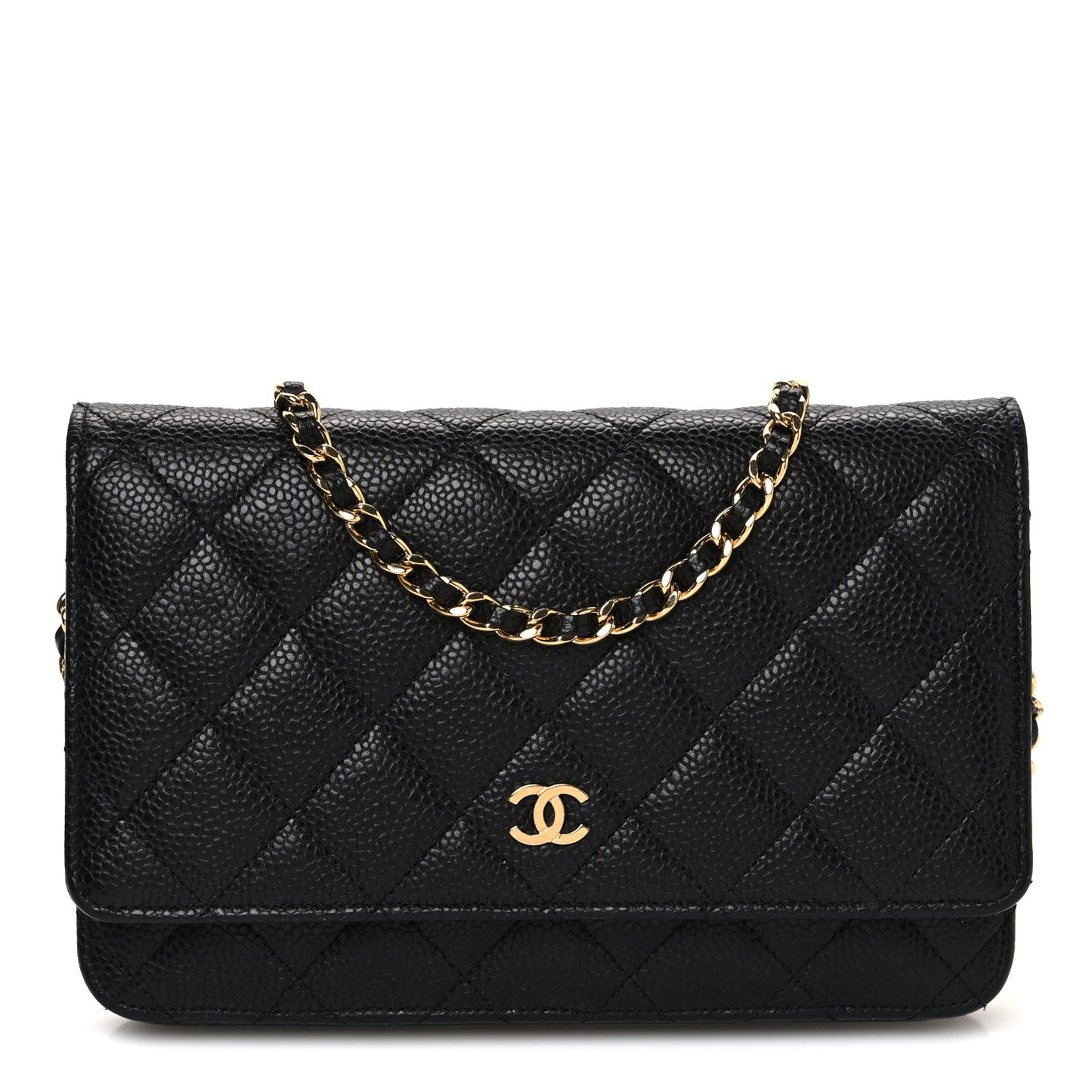 Caviar Quilted Wallet on Chain WOC Black
