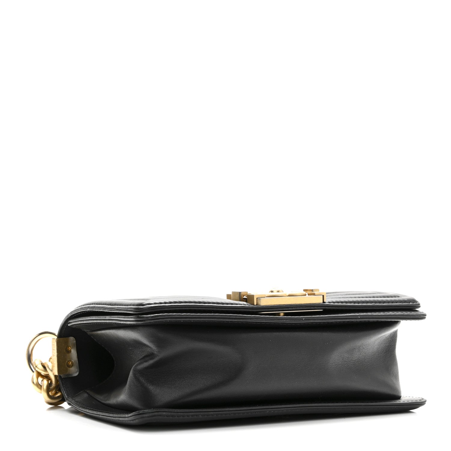 Chanel Metallic Crumpled Goatskin Small Boy Flap Black Gold 4 of 10