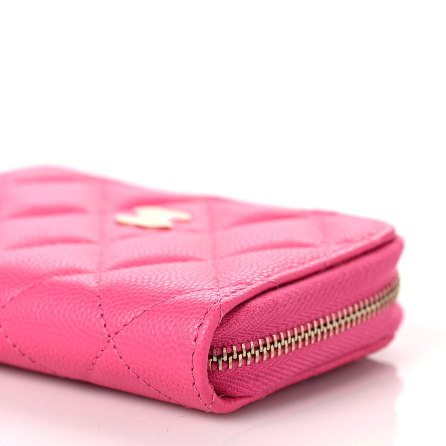Chanel Caviar Quilted Zip Coin Purse Pink 9 of 10