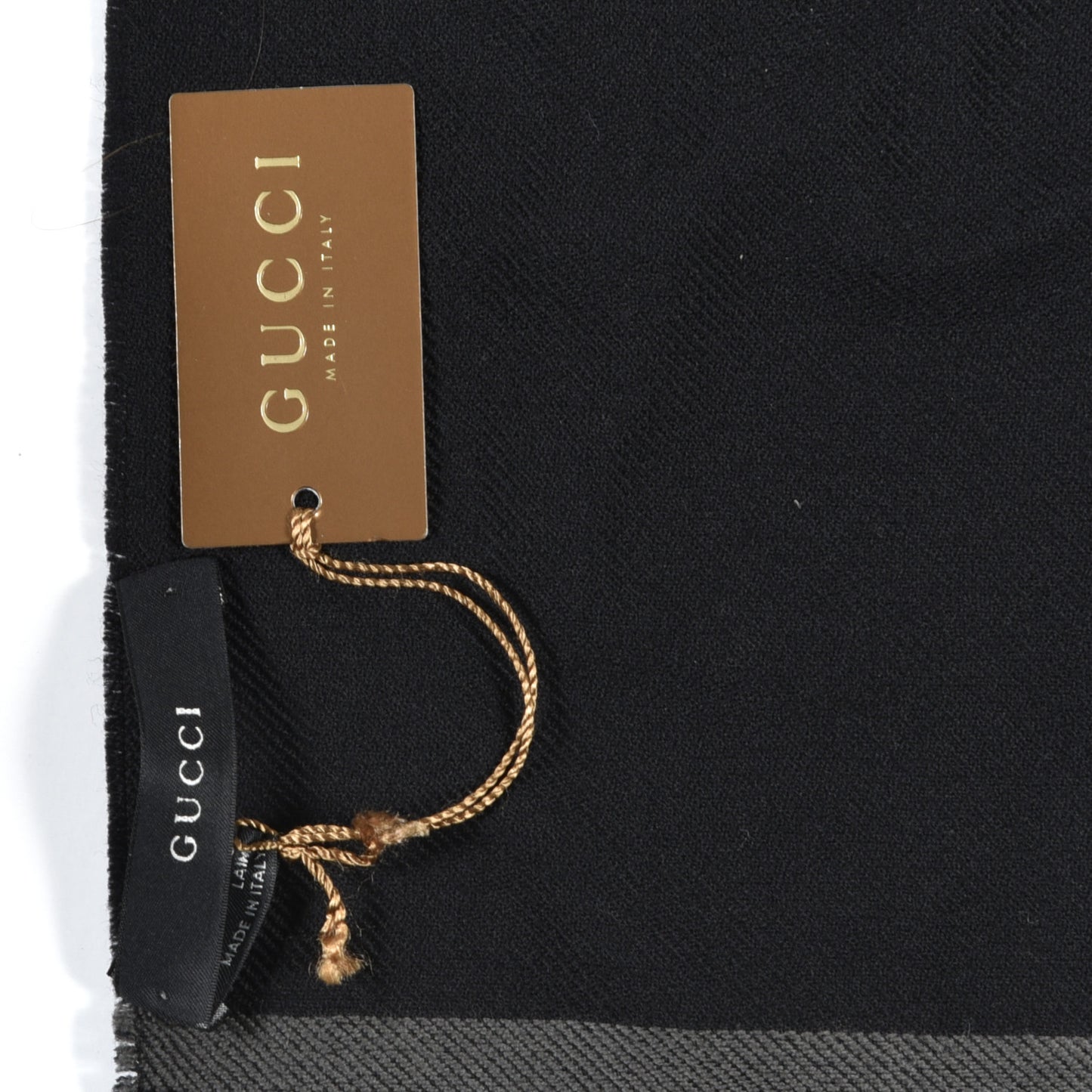 Wool GG Monogram Arliss Fringe Scarf Anthracite Black