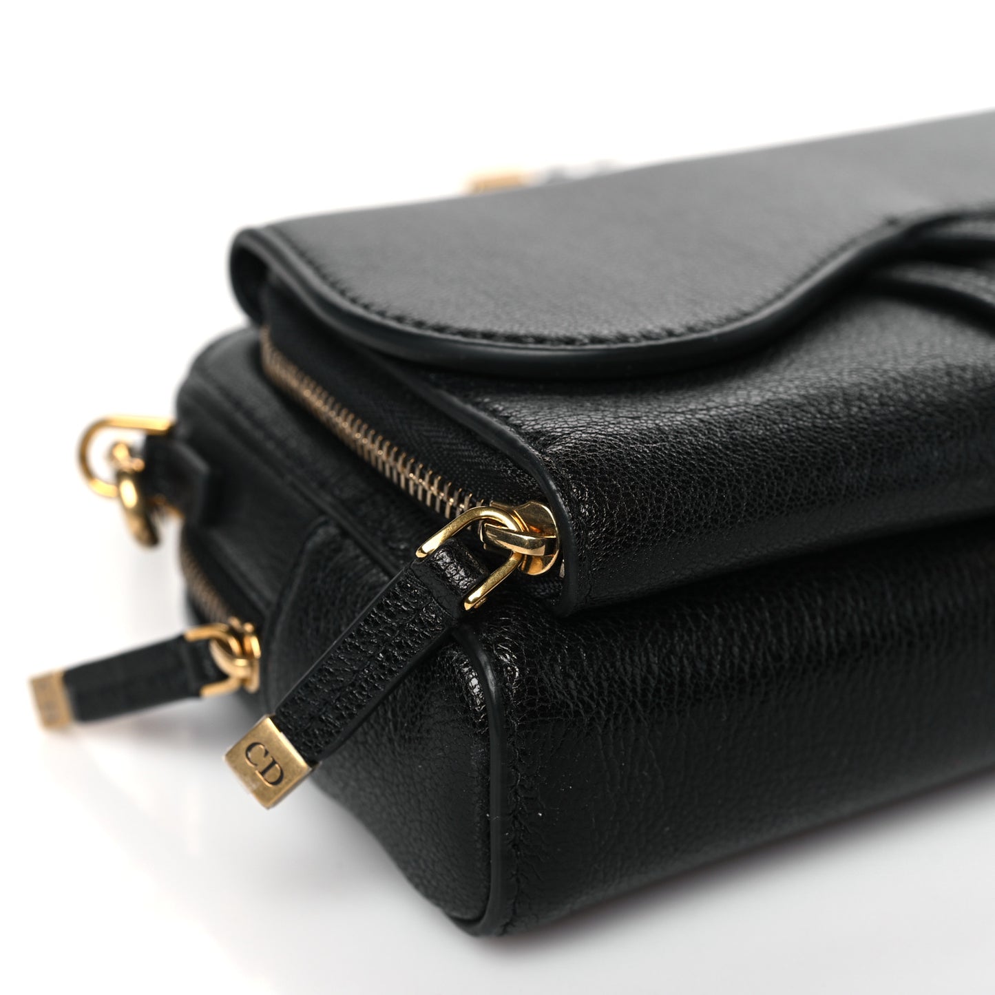 Goatskin Double Saddle Pouch Black