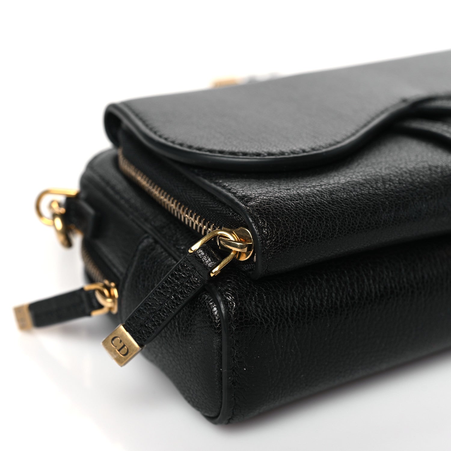 Christian Dior Goatskin Double Saddle Pouch Black 7 of 9