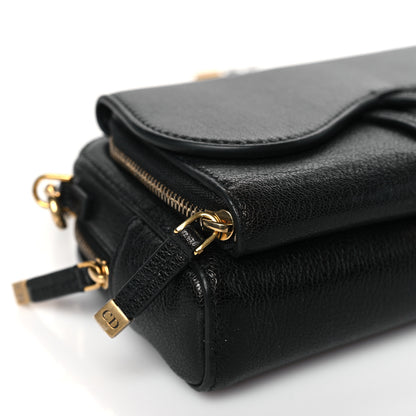 Christian Dior Goatskin Double Saddle Pouch Black 7 of 9