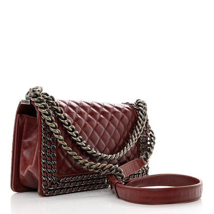 Chanel Glazed Calfskin Quilted Medium Boy Chained Flap Bordeaux 3 of 11