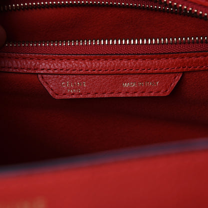 Celine Drummed Calfskin Mini Luggage Coquelicot 8 of 9