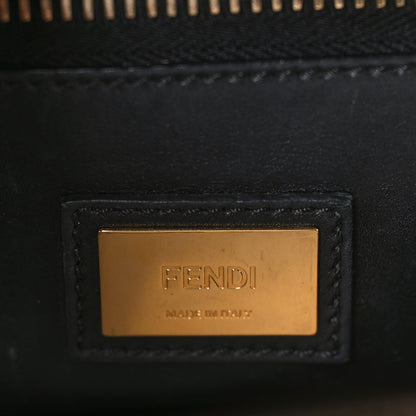 Fendi Shearling Nappa Macro FF 1974 Medium Peekaboo Iconic Satchel Tobacco Black 5 of 8