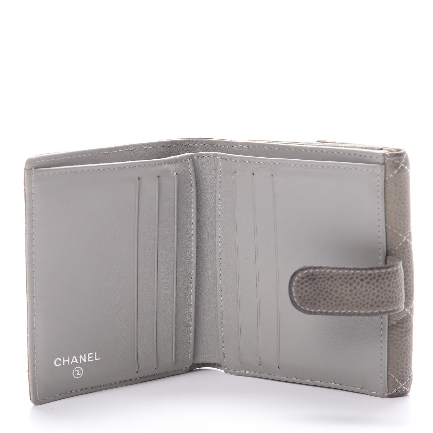 Chanel Iridescent Caviar Quilted Compact French Flap Wallet Grey 5 of 16