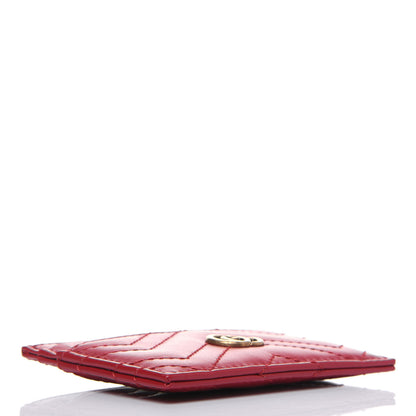 Gucci Calfskin Matelasse GG Marmont Card Holder Hibiscus Red 4 of 13