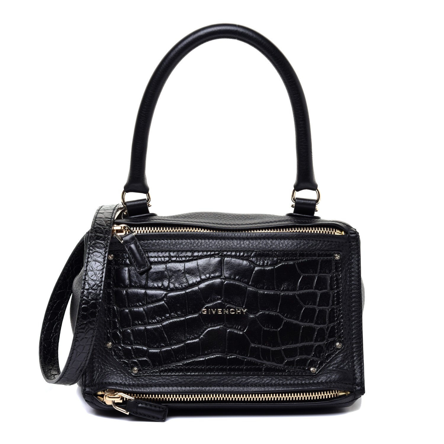 Givenchy Calfskin Crocodile Embossed Small Pandora Black 1 of 10