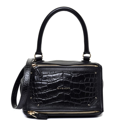 Givenchy Calfskin Crocodile Embossed Small Pandora Black 1 of 10