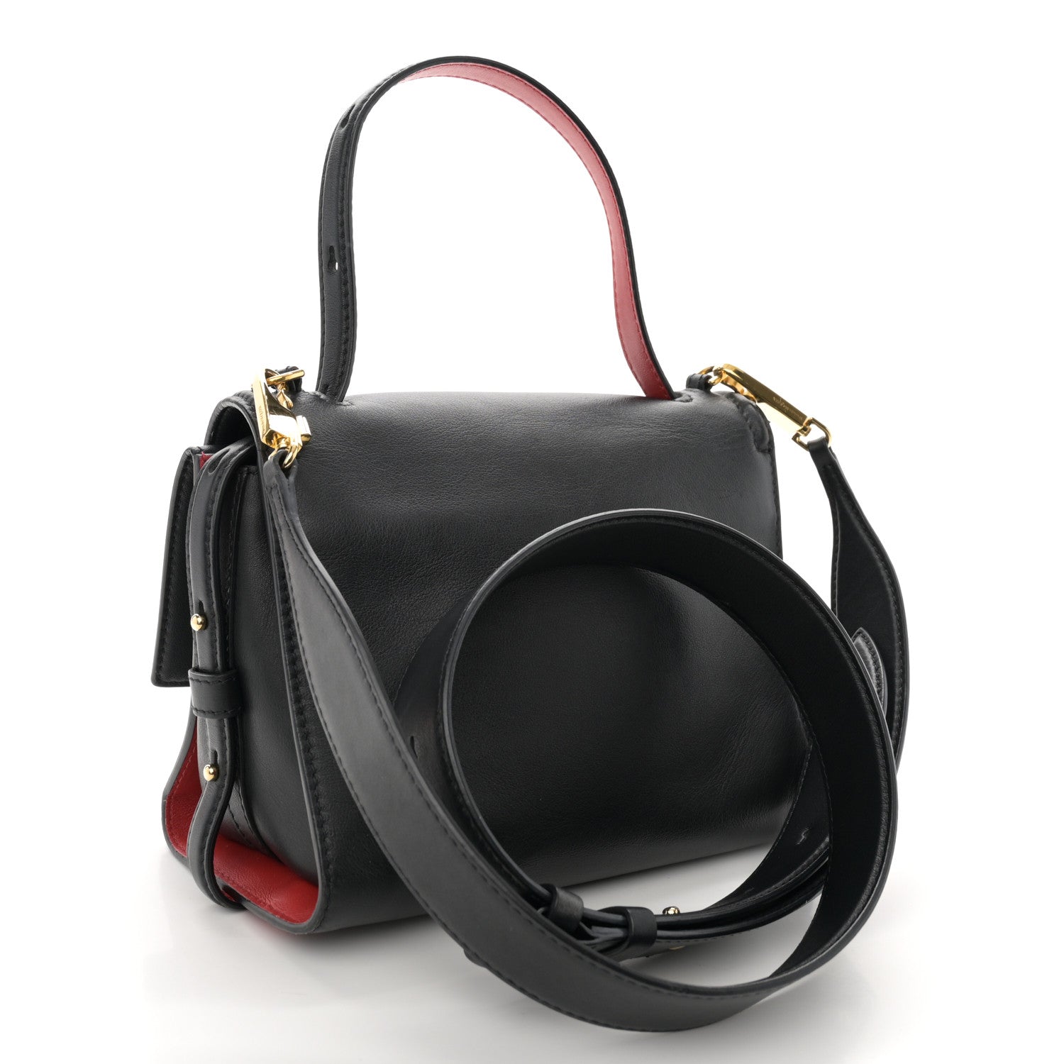 Alexander McQueen Calfskin The Small Story Bag Black Red 3 of 9