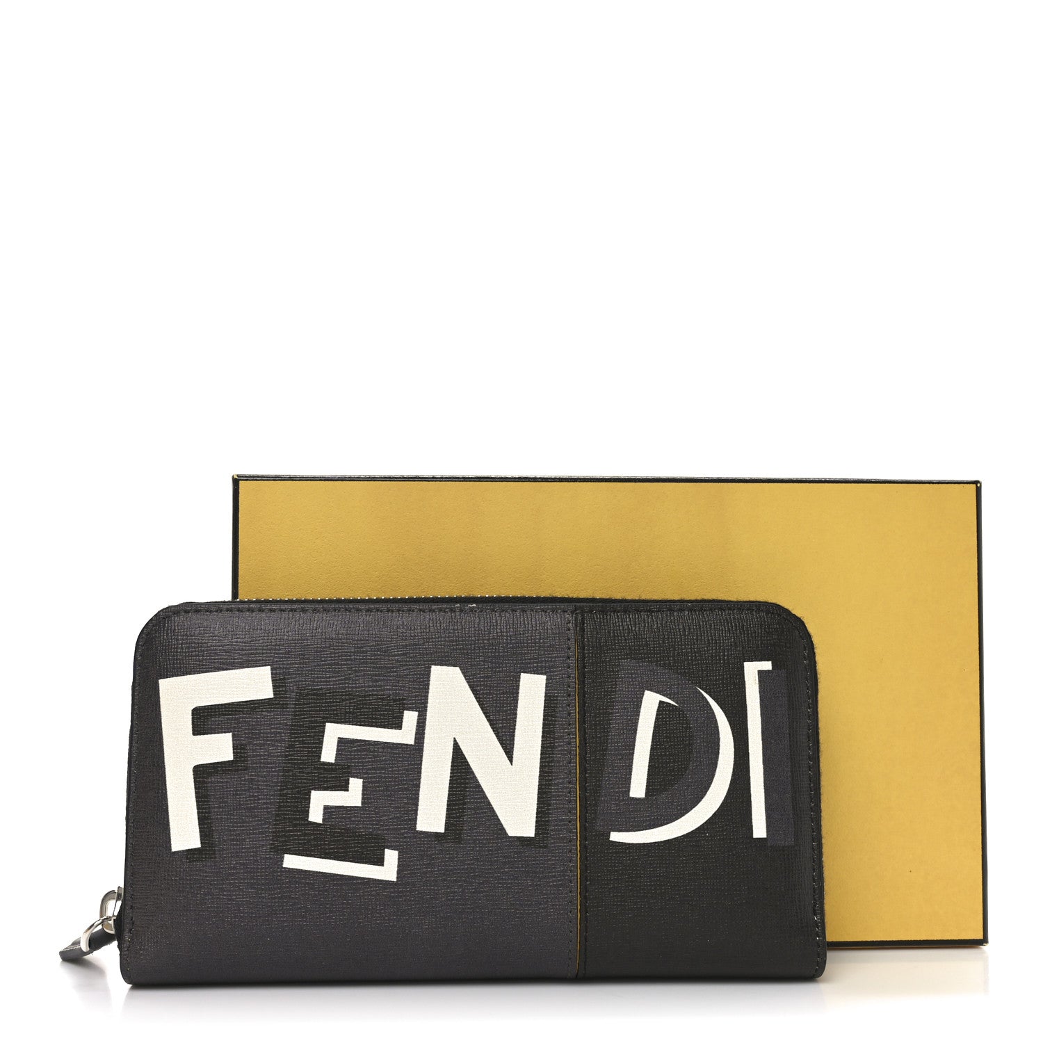 Fendi Vitello Elite Stampa Shadow Zip Around Wallet Asfalto Sunflower 8 of 8