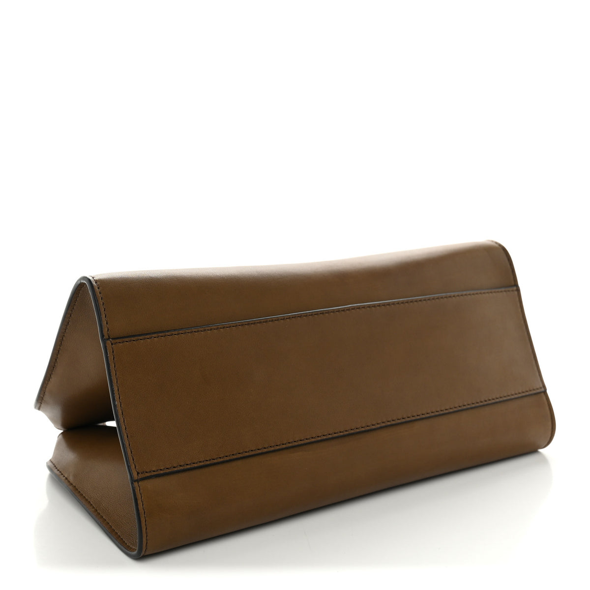 Polished Saddle Calfskin Peggy Clutch Dark Muschio