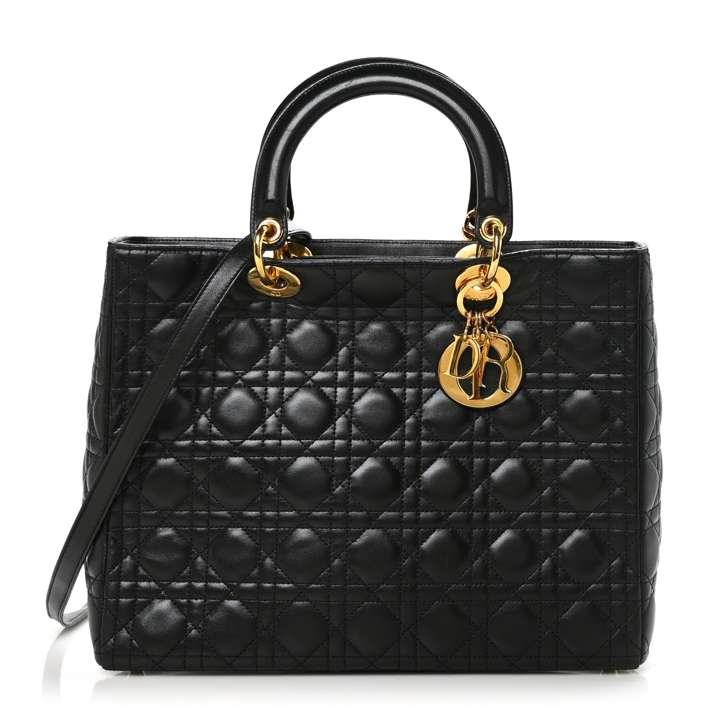 Lambskin Cannage Large Lady Dior Black