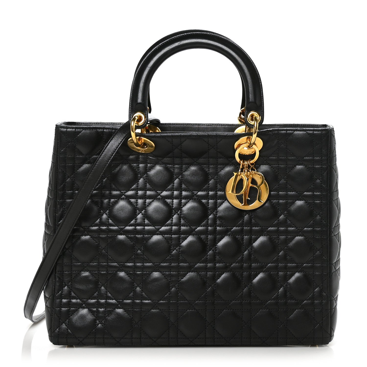 Christian Dior Lambskin Cannage Large Lady Dior Black 1 of 9