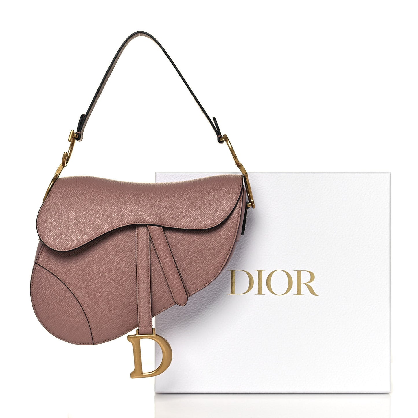 Grained Calfskin Saddle Bag Pink