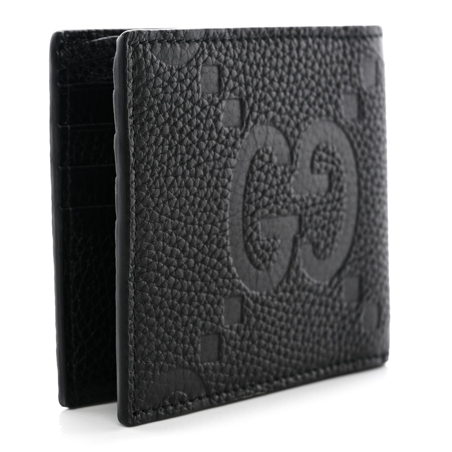 Piuma Calfskin Jumbo GG Embossed Wallet Black