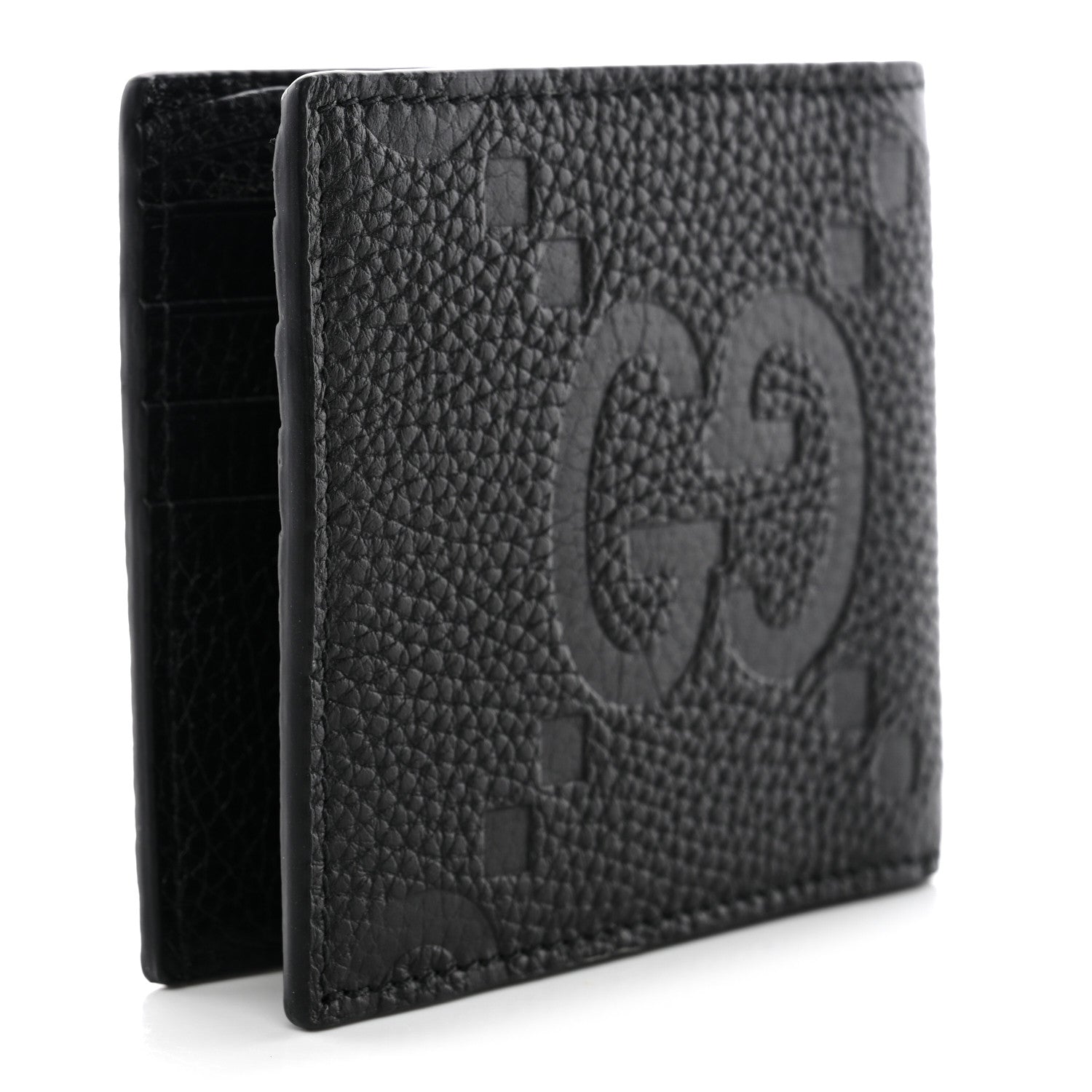 Gucci Piuma Calfskin Jumbo GG Embossed Wallet Black 3 of 7