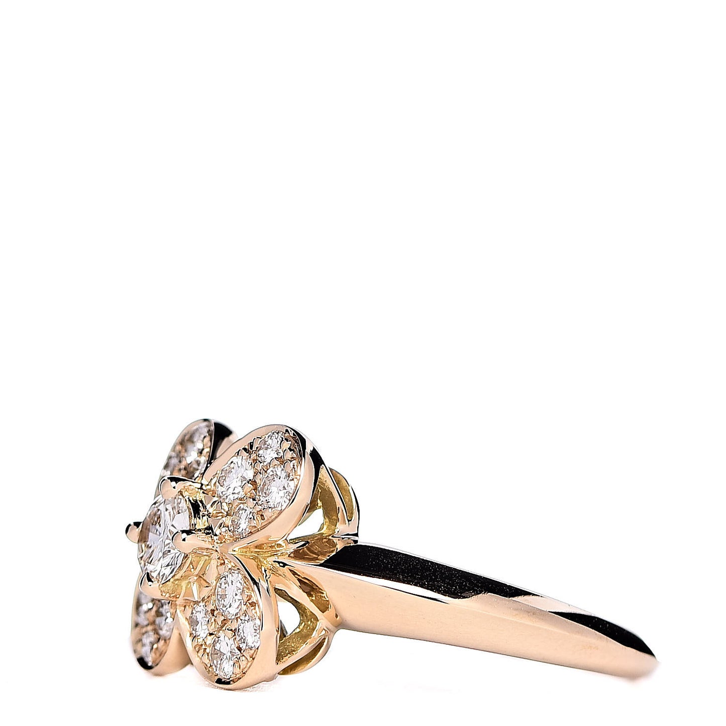 18K Yellow Gold Diamond Trefle Ring 50 5.25