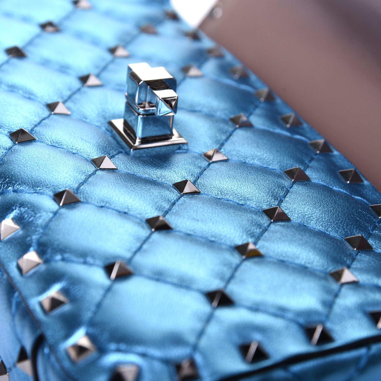 Valentino Garavani Metallic Nappa Small Rockstud Spike Shoulder Bag Cerulean 13 of 15