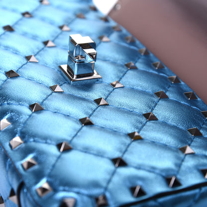 Valentino Garavani Metallic Nappa Small Rockstud Spike Shoulder Bag Cerulean 13 of 15